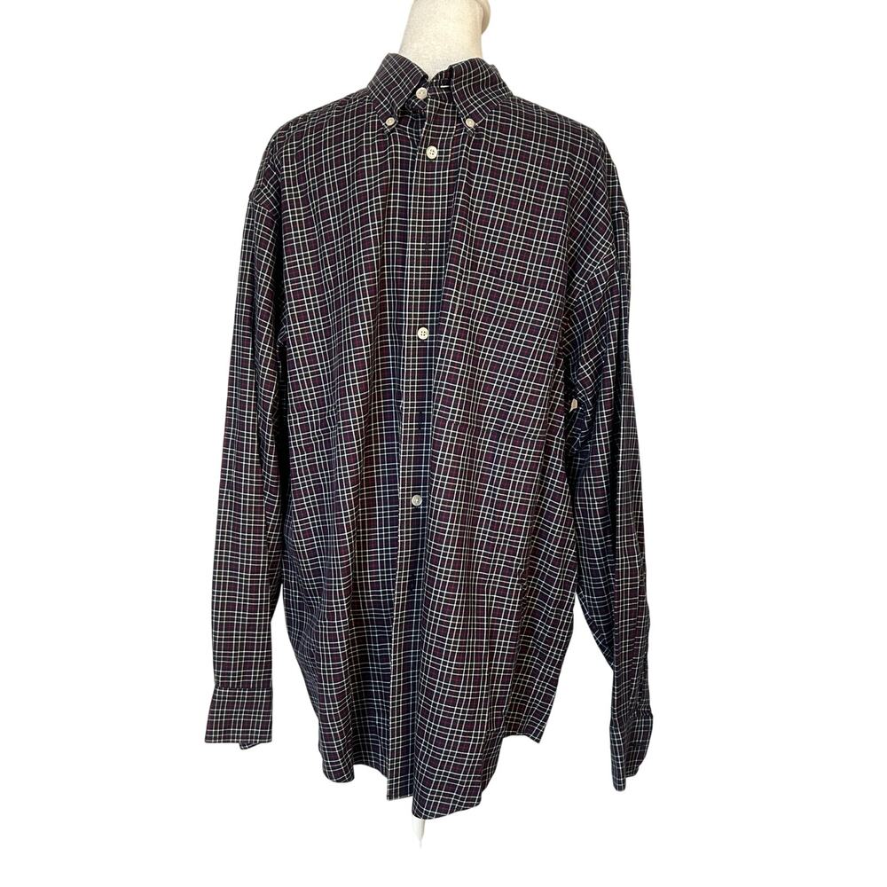 Turnbury Easy Care Cotton Button Down Plaid Shirt L 34